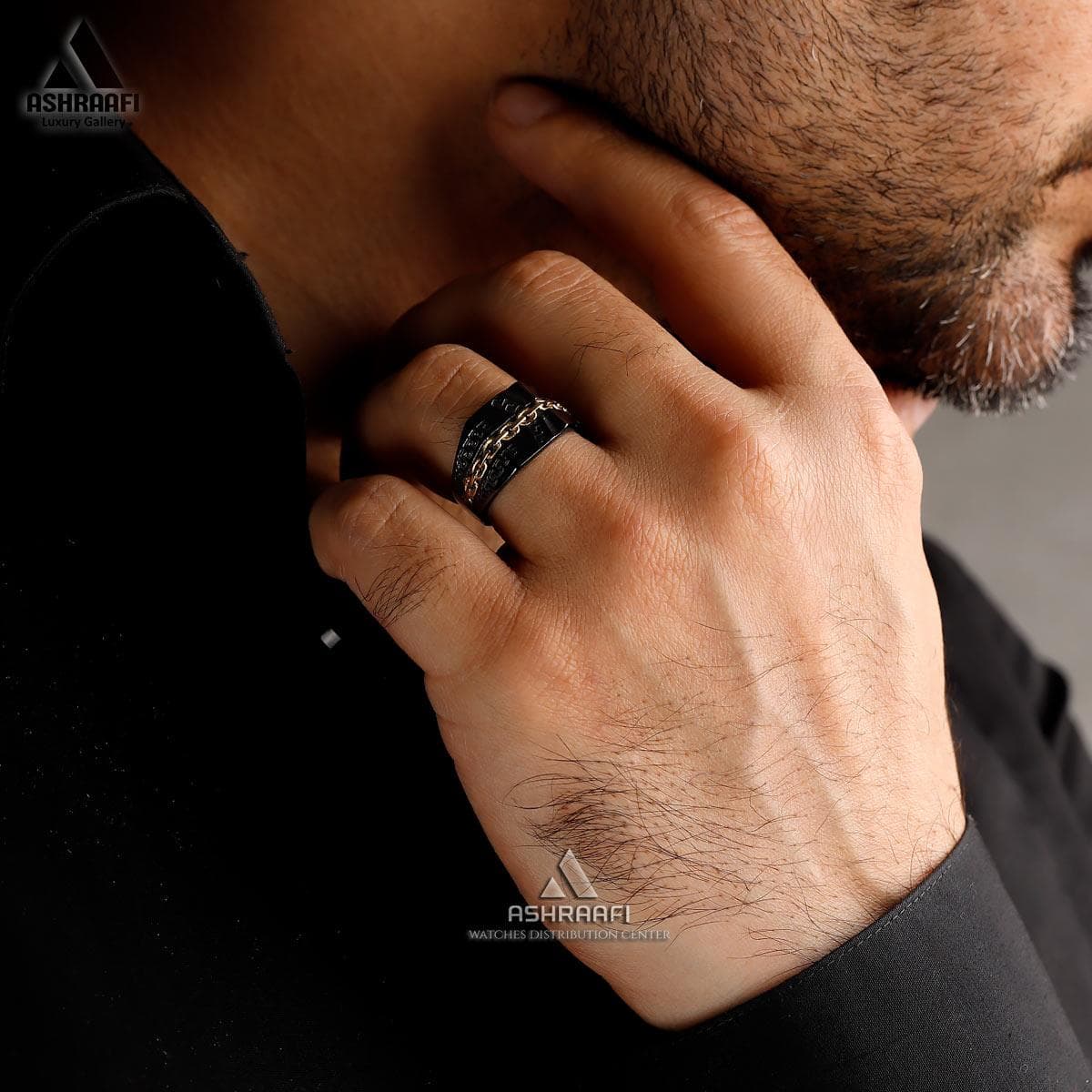 انگشتر مردانه مشکی Men Ring KG02 — تصویر ۳