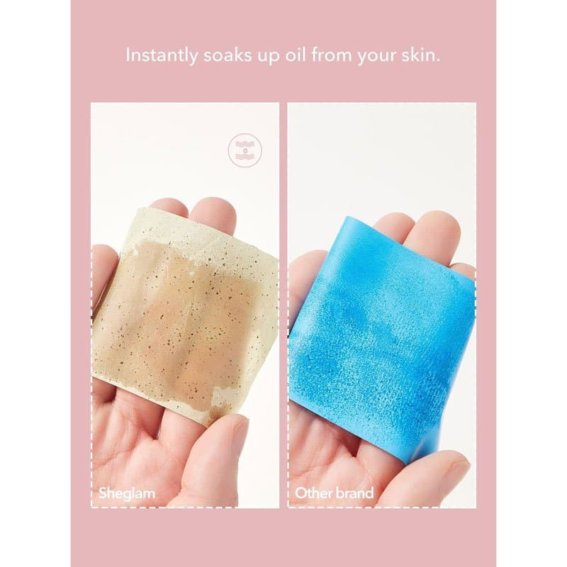 کاغذ کنترل چربی پوست شیگلم SHEGLAM مدل Mattifying Blot Papers With Puff مدل Rose رنگ صورتی — تصویر ۵
