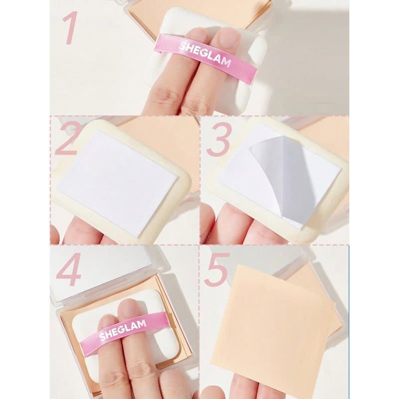 کاغذ کنترل چربی پوست شیگلم SHEGLAM مدل Mattifying Blot Papers With Puff مدل Rose رنگ صورتی — تصویر ۶