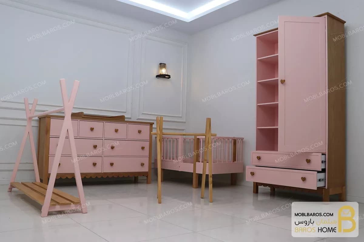 سیسمونی اتاق نوزاد رنگ صورتی مدل نیکا