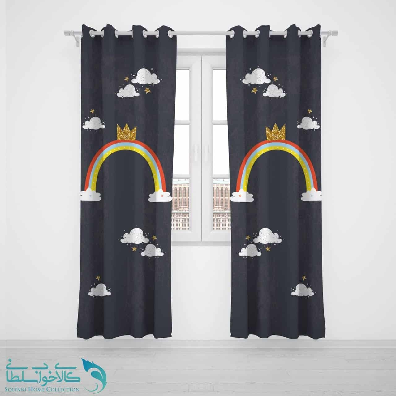 پرده پانچی اتاق کودک طرح گربه کد A3794