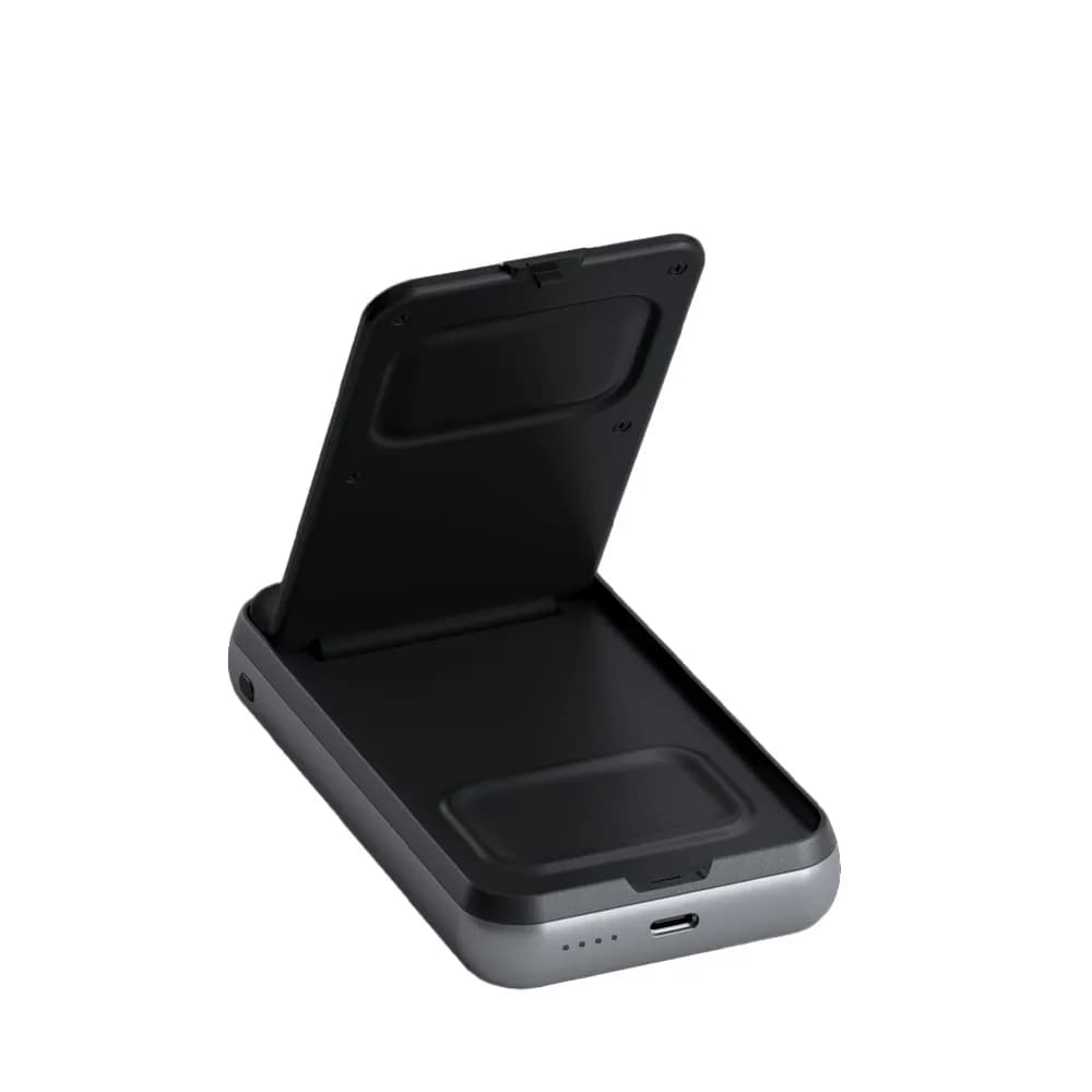 استند و شارژر وایرلس ۲ کاره ساتچی مدل Satechi DUO Wireless Charger Power Stand رنگ خاکستری — تصویر ۳
