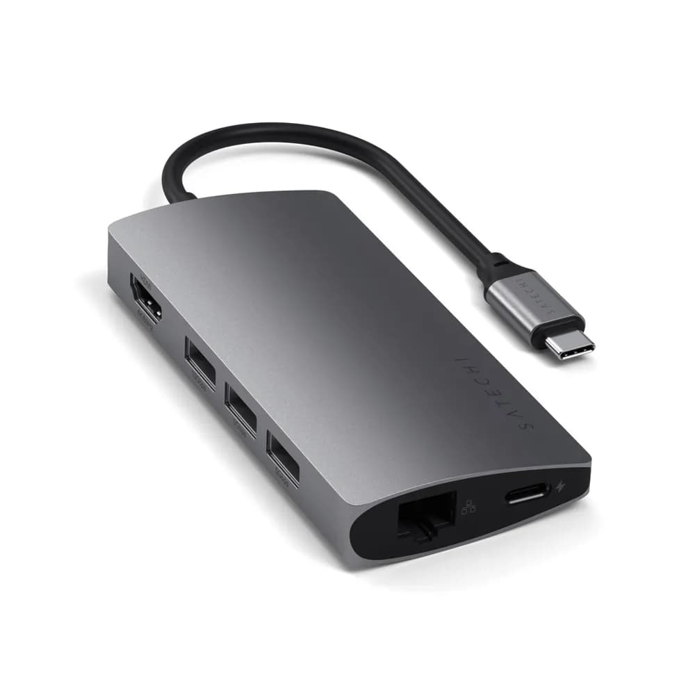 هاب ۸ پورت ساتچی مدل Satechi 8in1 USB-C Multiport 4K رنگ خاکستری — تصویر ۲
