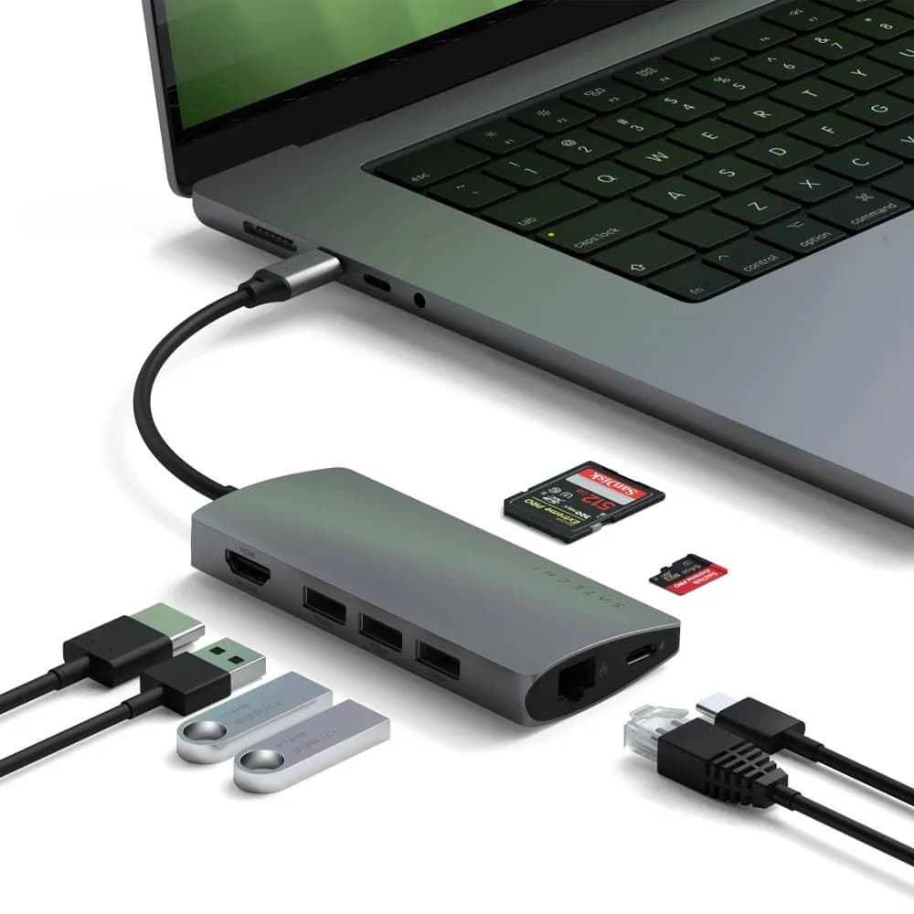 هاب ۸ پورت ساتچی مدل Satechi 8in1 USB-C Multiport 4K رنگ خاکستری — تصویر ۴