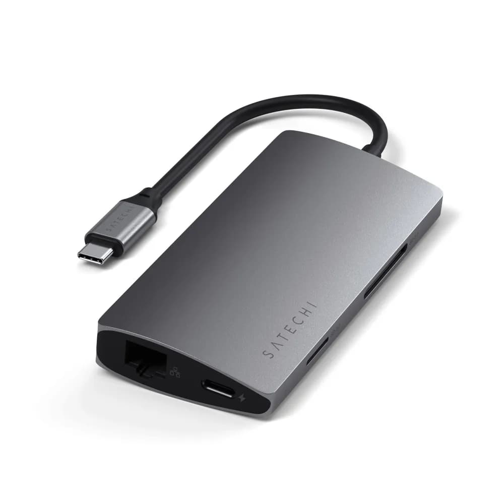 هاب ۸ پورت ساتچی مدل Satechi 8in1 USB-C Multiport 4K رنگ خاکستری — تصویر ۳