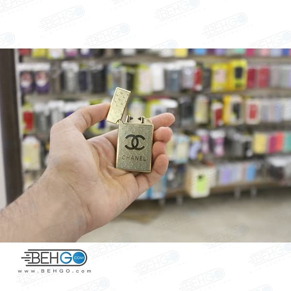 فندک رعد و برقی الکتریکی طرح چنل طلایی Electronic Cigarette Lighter — تصویر ۲