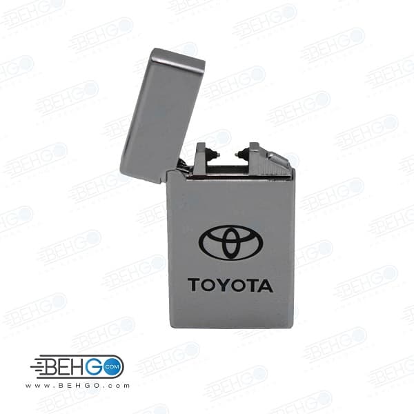 فندک رعد و برقی الکتریکی طرح تویوتا نقره ای Electronic Cigarette Lighter — تصویر ۲