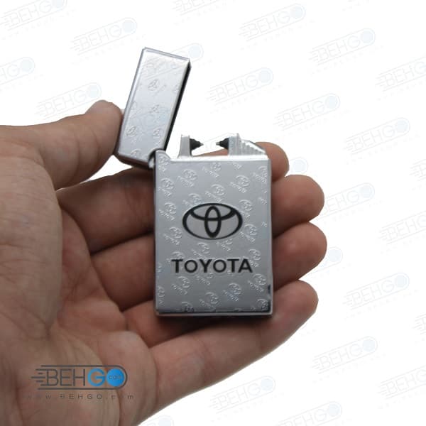 فندک رعد و برقی الکتریکی طرح تویوتا نقره ای Electronic Cigarette Lighter — تصویر ۶
