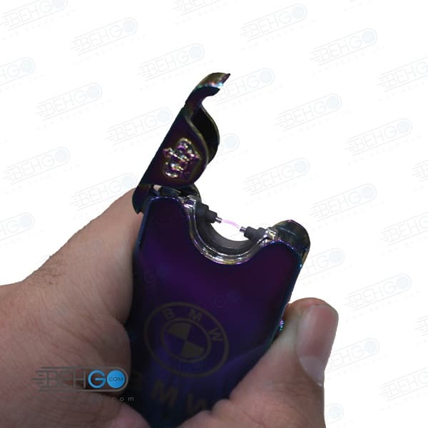 فندک صاعقه ای الکتریکی مدل هنگ بنگ طرح بی ام و بنفش Heng Bang Electronic Cigarette Lighter — تصویر ۸