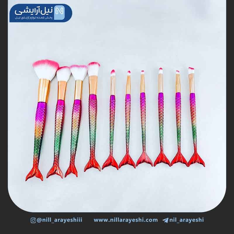 براش ده تیکه دسته چند رنگ پری دریایی — تصویر ۲