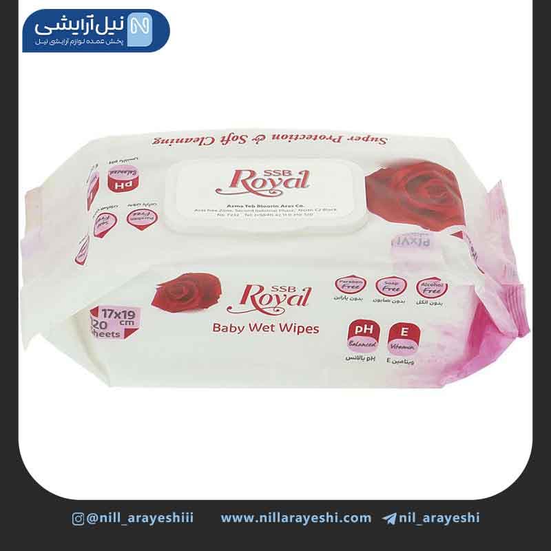 دستمال مرطوب کودک رویال اس اس بی 120 برگ ( رز )