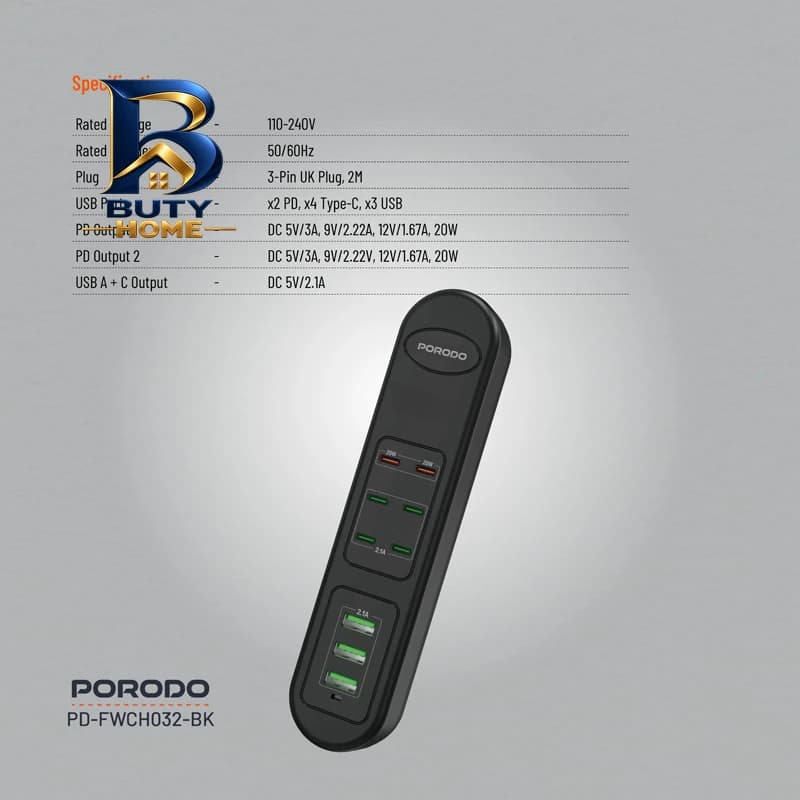 چندراهی برق پرودو مدل USB HUB با دو پورت PD — تصویر ۷