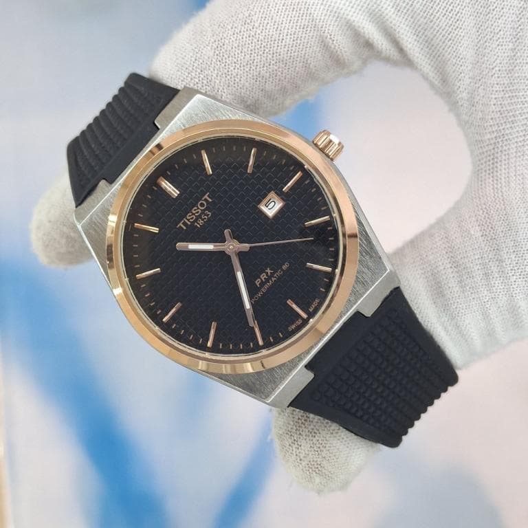 ساعت مچی مردانه تیسوت Tissot 1853 Powermatic بند رابر تمام مشکی | عقربه شبرنگ | تقویم ماه | موتور کوارتز — تصویر ۵
