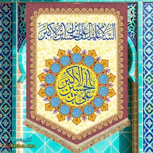 کتیبه مخمل عمودی ولادت حضرت علی اکبر(ع)