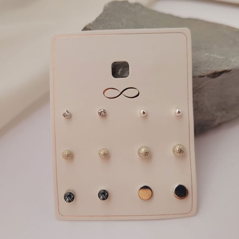 پک گوشواره 6تایی گوی و نگین