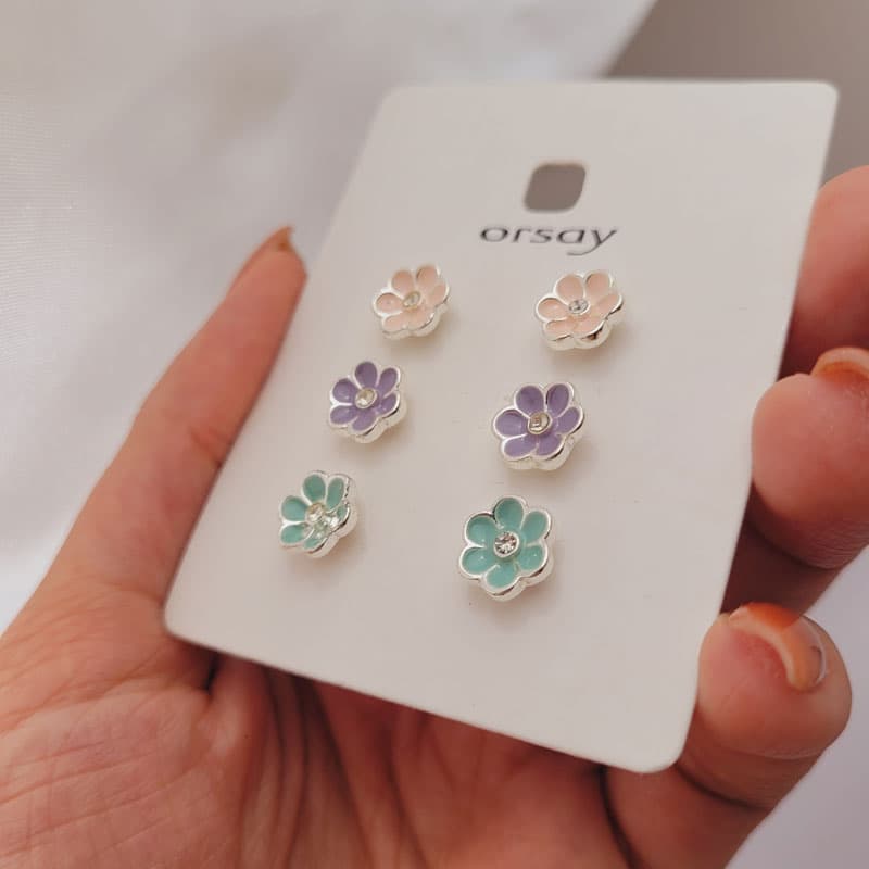 پک گوشواره طرح گل 3تایی — تصویر ۳