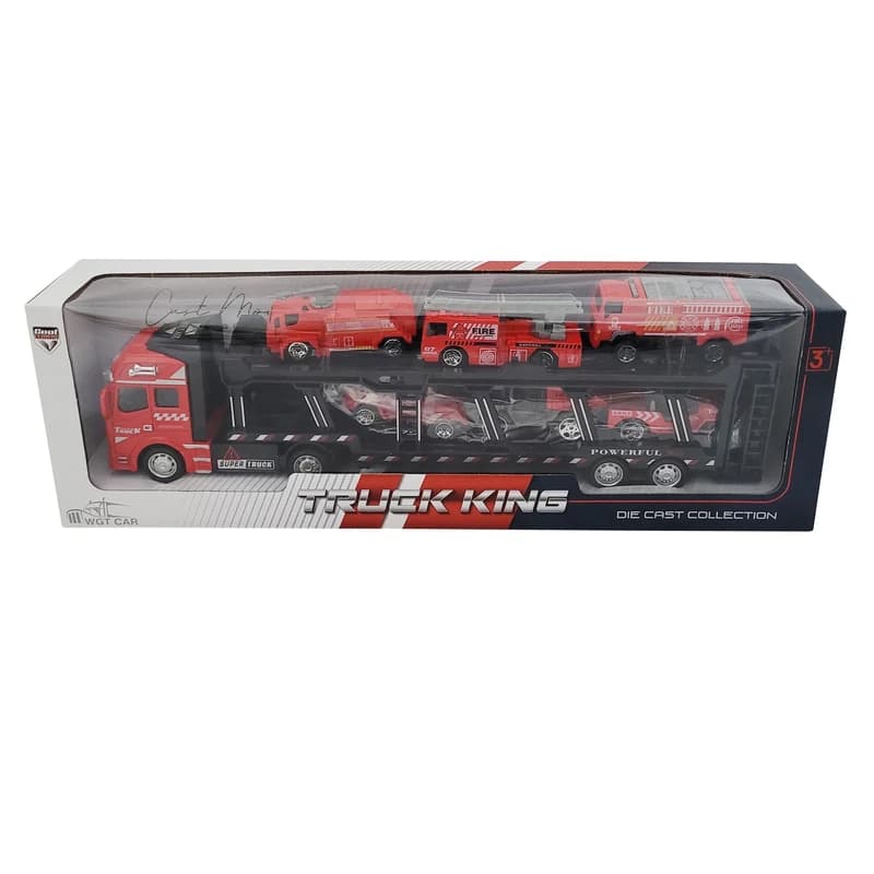ماشین بازی مدل تریلی حمل ماشین Truck King مجموعه 7 عددی کد 2212 — تصویر ۵