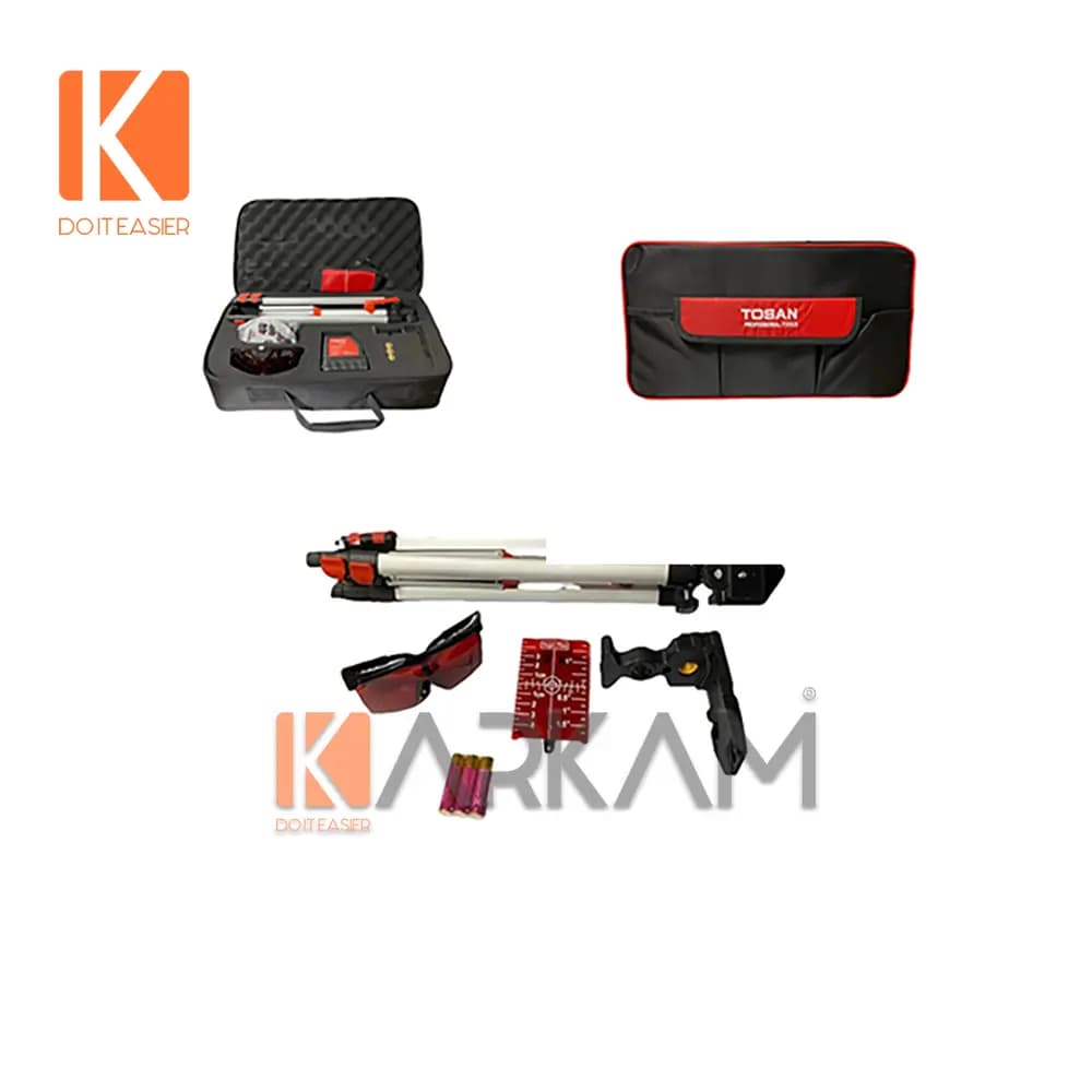 تراز لیزری M1013RLLT دوخط قرمز کیف برزنتی با 3 پایه توسن پلاس