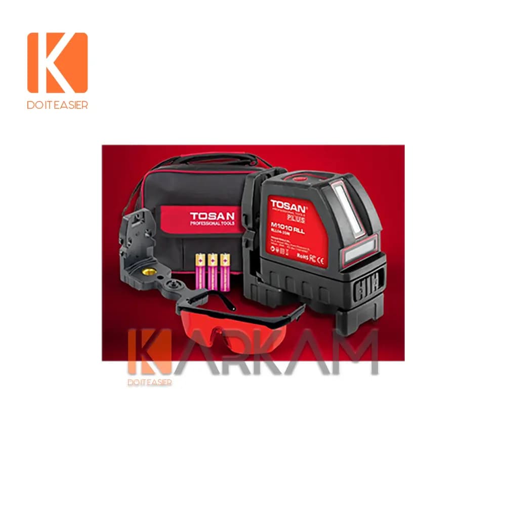 تراز لیزری M1010RLL دوخط قرمز کیف برزنتی توسن پلاس — تصویر ۲