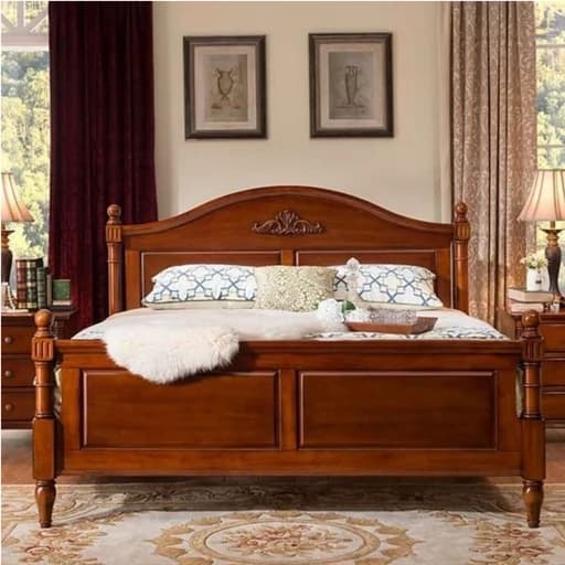 تخت خواب کلاسیک دونفره فندقی سایز 180 مبلمان فرنا مدل 1141625
