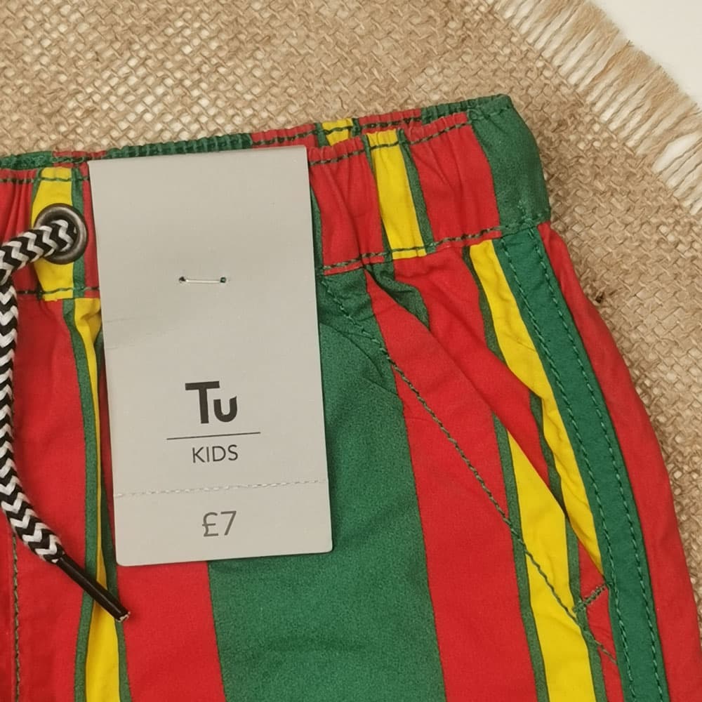 شلوارک پسرانه برند Tu طرح راه راه جیب دار کمربند دار سبز رنگ – 2 تا 3 سال — تصویر ۳