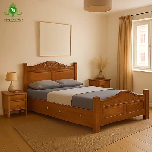 تخت خواب یک و نیم نفره مدل آرتین عرض 120 با کشو بدون تشک مبلمان فرنا مدل 1141550