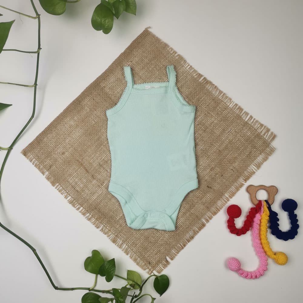 بادی نوزادی دخترانه آستین تاپ برند Lily and Dan طرح کبریتی سبز رنگ – 2 تا 6 ماه
