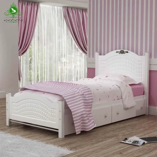 تخت خواب یک نفره MDF وکیوم مدل روما مبلمان فرنا مدل 1141491