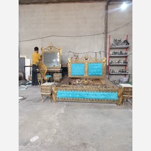 تخت خواب طرح برنجی 2نفره مبلمان فرنا مدل 1141365
