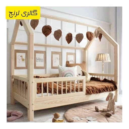 +تخت کودک چوبی 130 در 80 بدون رنگ تحویل در باربری مقصد مبلمان فرنا مدل 1141308