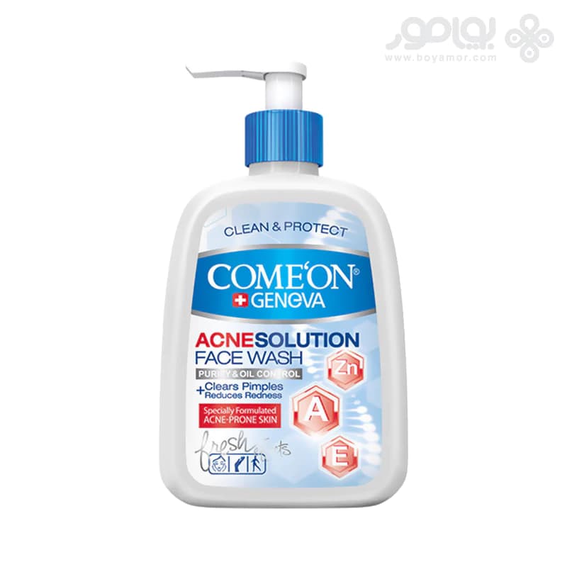 ژل شستشوی کامان مدل Acne Solution مناسب پوست جوش دار حجم 500 میل