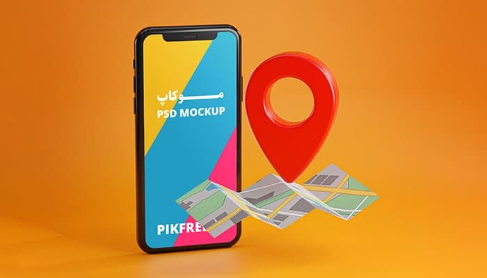فایل لایه باز موکاپ موبایل طرح نقشه و لوکیشن