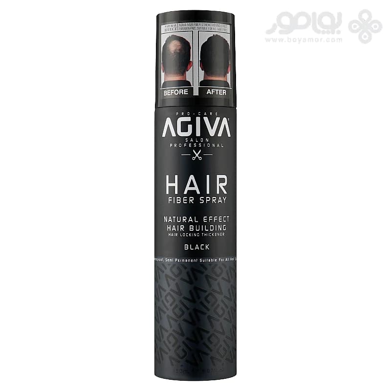 اسپری پرپشت کننده موی آگیوا مدل Fiber Spray رنگ مشکی