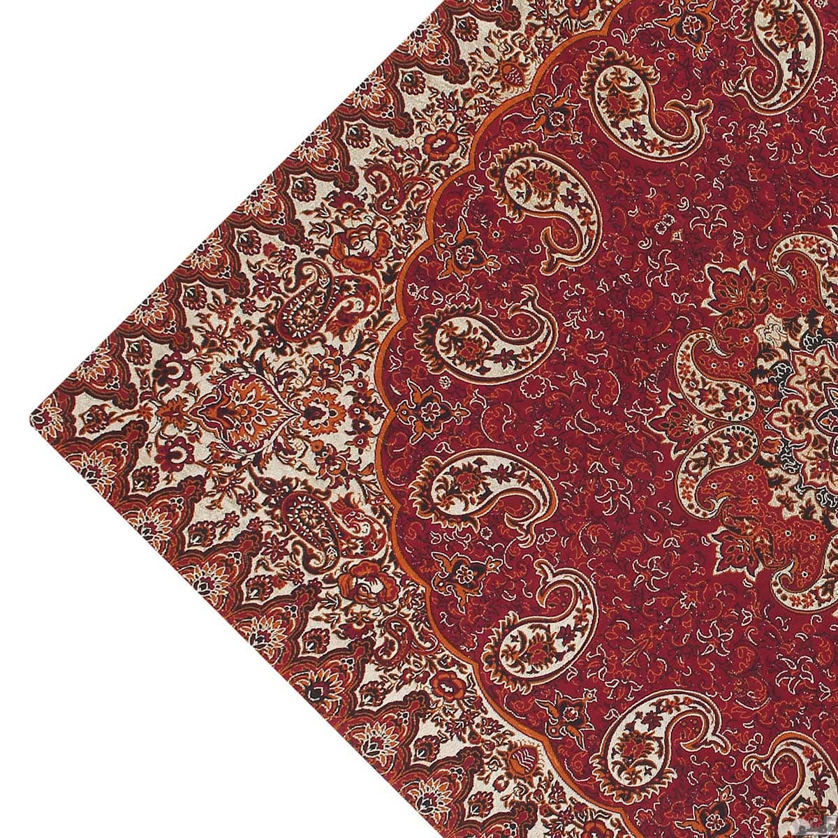 سرویس کامل رومیزی ترمه طرح نسترن رنگ زرشکی — تصویر ۲