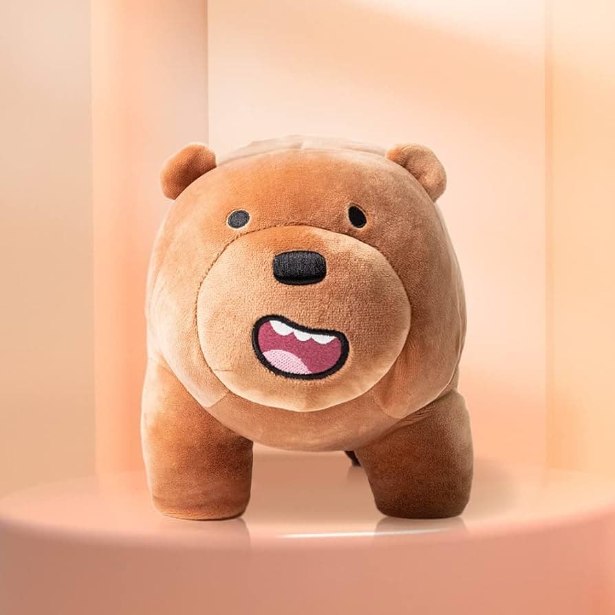 عروسک مینیسو، طرح گریزی ما خرسها، Miniso We Bare Bears Plush Toy (Grizzly)، قهوایی/ 38 سانتی متر — تصویر ۳
