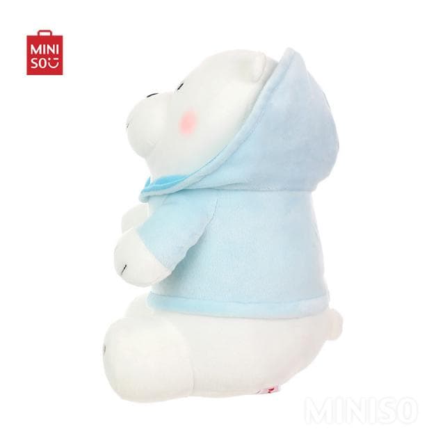 عروسک مینیسو، طرح قطب ما خرسها، Miniso We Bare Bears Plush Toy With Hoodie (Ice Bear)، سفید/آبی، 25 سانتی متر — تصویر ۲