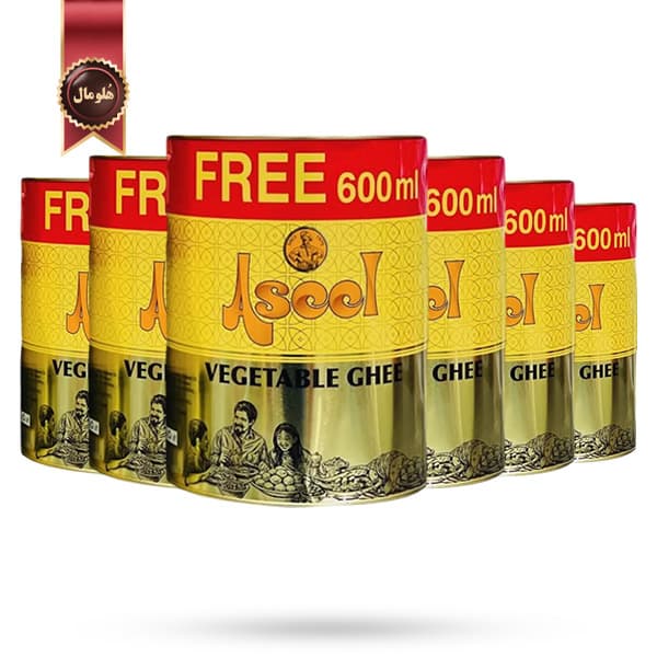 6 عدد روغن جامد اصیل Aseel مدل گیاهی Vegetable Ghee حجم 4600 میلی‌ لیتر (اورجینال)