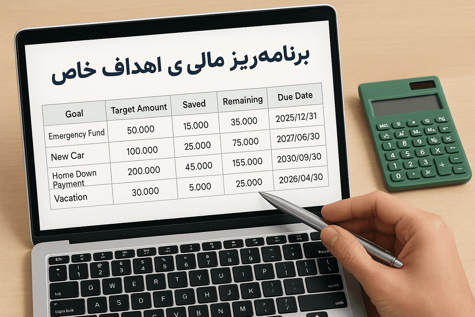 فایل اکسل با موضوع برنامه‌ریز مالی برای اهداف خاص