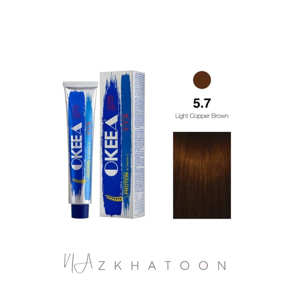 رنگ مو 100میل اکیا OKEEA سری COPPER شماره 5/7 قهوه ای مسی روشن