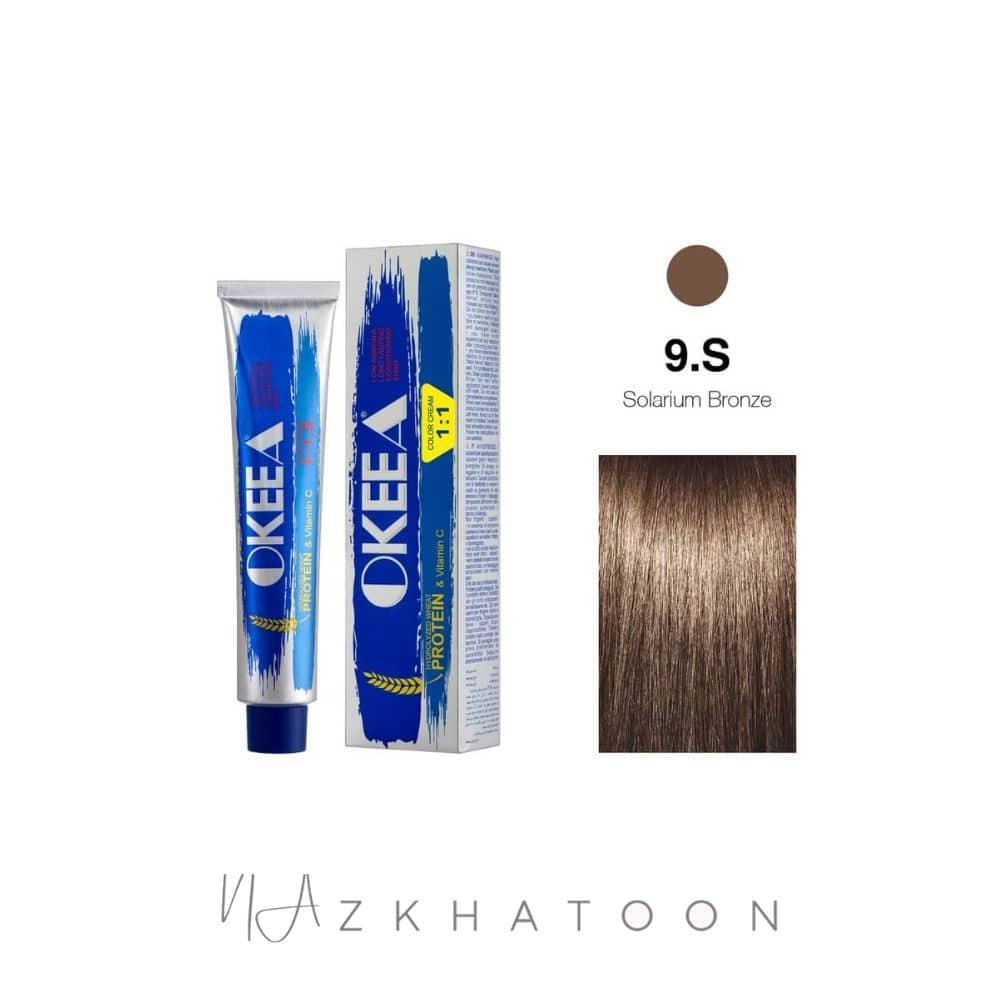 رنگ مو 100میل اکیا OKEEA سری BRONZE NUTS شماره 9S برنز سولاریوم
