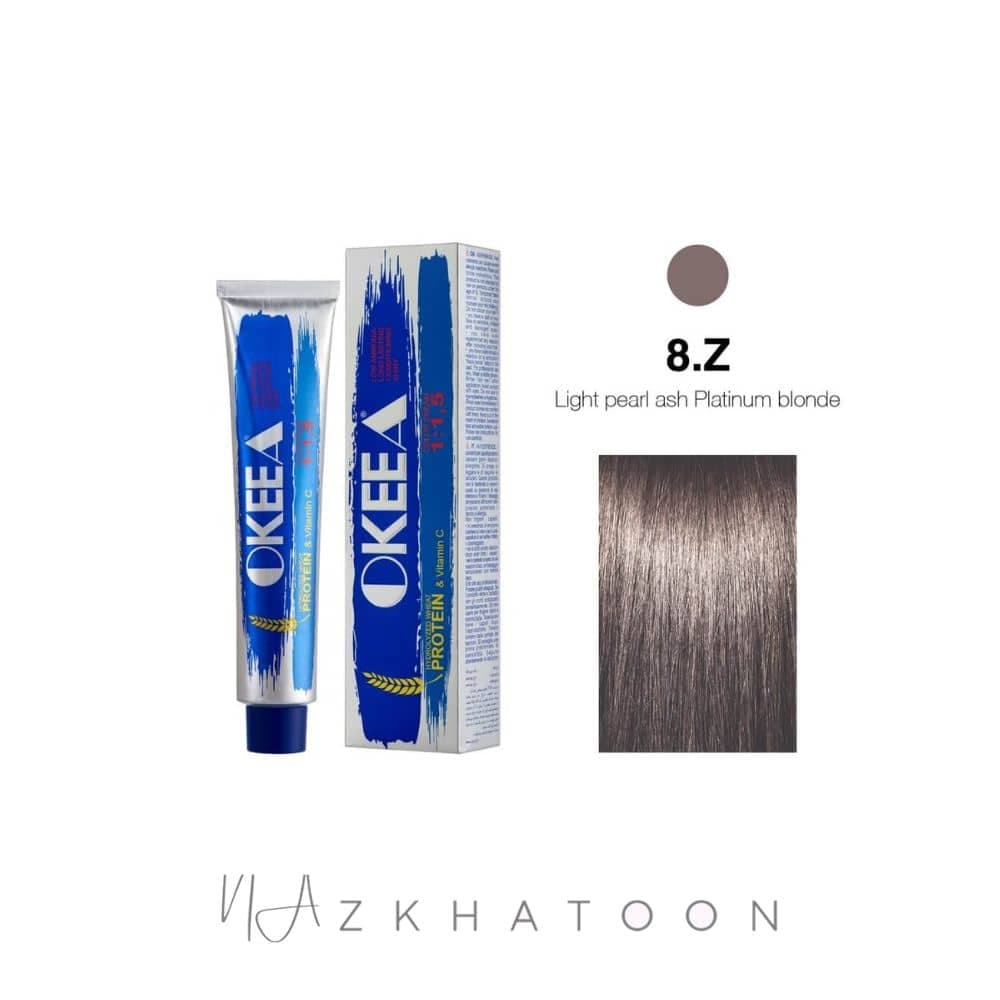 رنگ مو 100میل اکیا OKEEA سری HOT&COLD BROWN شماره 8Z بلوند روشن پلاتین مرواریدی