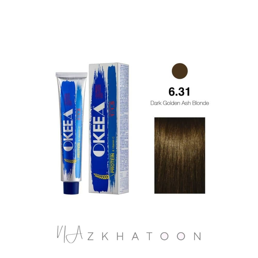 رنگ مو 100میل اکیا OKEEA سری BEIGE شماره 6/31 بلوند بژ تیره