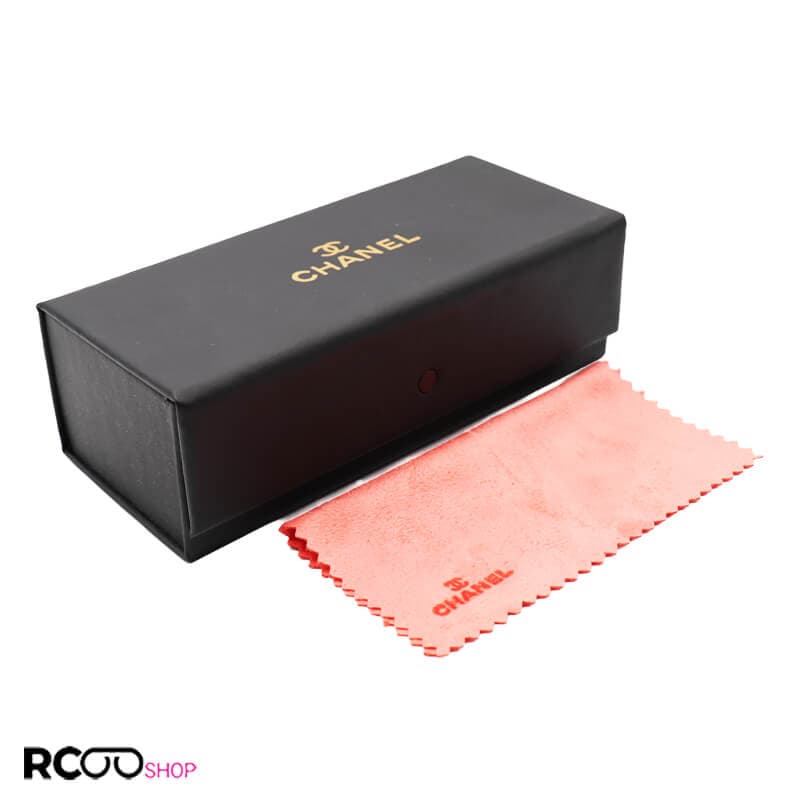 کیف عینک برند شنل (CHANEL) مستطیلی شکل، درب مگنتی و مشکی رنگ (به همراه دستمال) مدل 992194