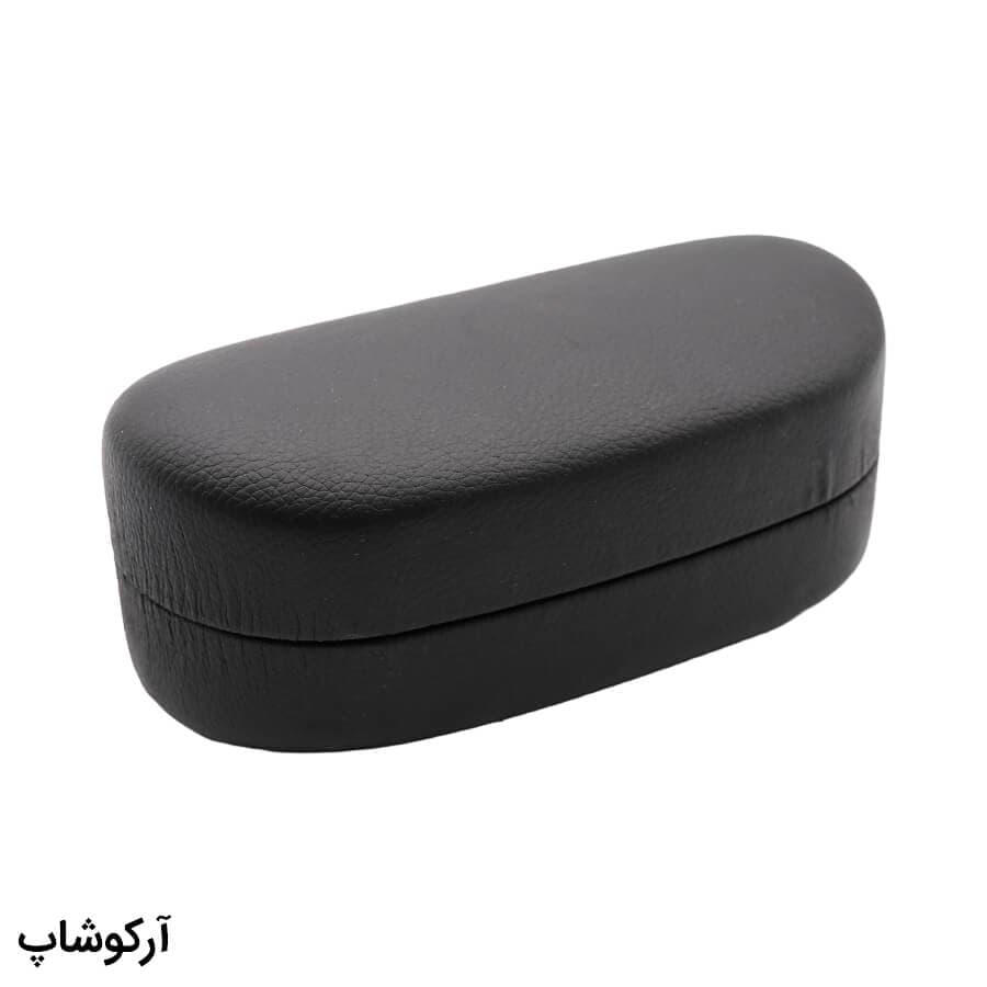 قاب عینک هاردی مشکی رنگ، بیضی شکل، سایز بزرگ و از جنس چرمی مدل 992627