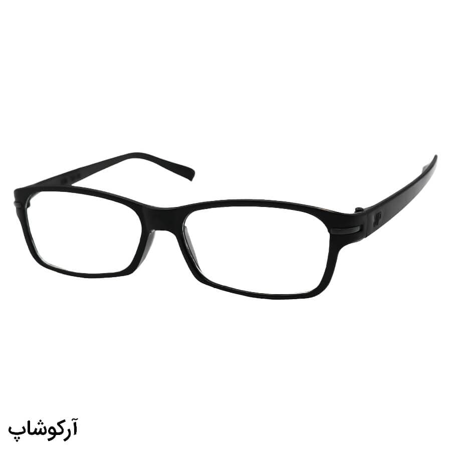 عینک مطالعه نمره +3.75 نزدیک بین با فریم مشکی رنگ و مستطیلی شکل مدل JP138
