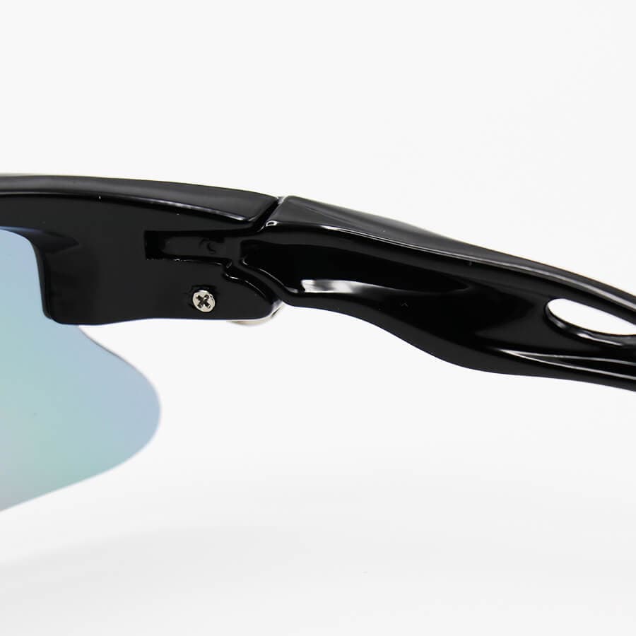 عینک ورزشی نیم فریم OAKLEY با فریم مشکی رنگ، عدسی آینه ای و چند رنگ مدل 806 — تصویر ۴