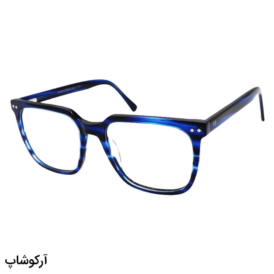 عینک طبی کاوردار با فریم مربعی شکل، آبی رنگ، از جنس استات و دسته فنری ولنتینو روسی مدل G5253 — تصویر ۲