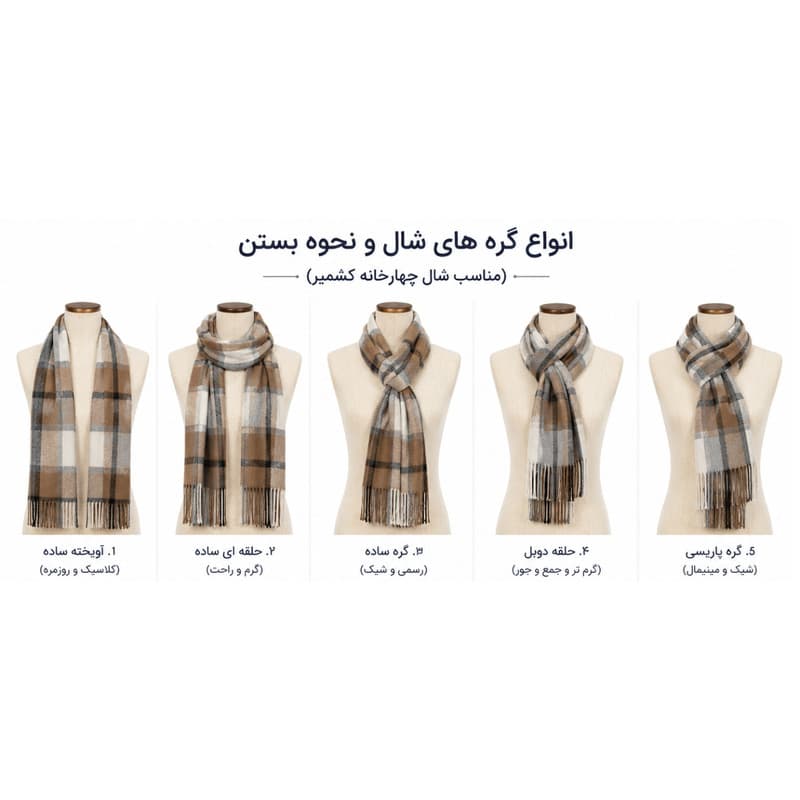 شال گردن مدل چهارخانه پشمی کد 2601 — تصویر ۶