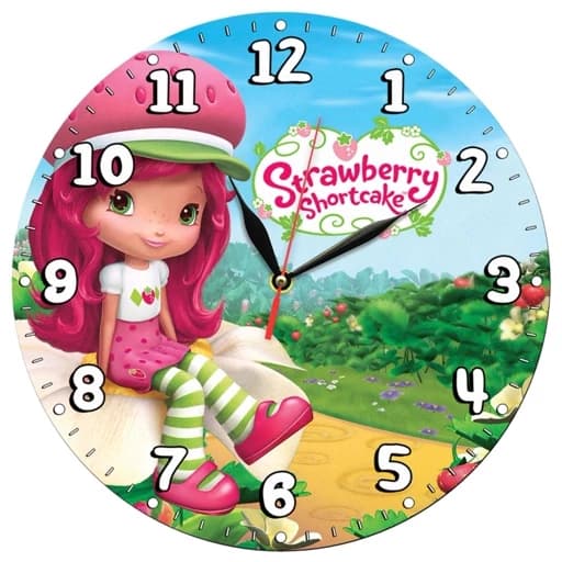 ساعت دیواری کودک مدل 1055G طرح دختر توت فرنگی (Strawberry Shortcake) سایز 30