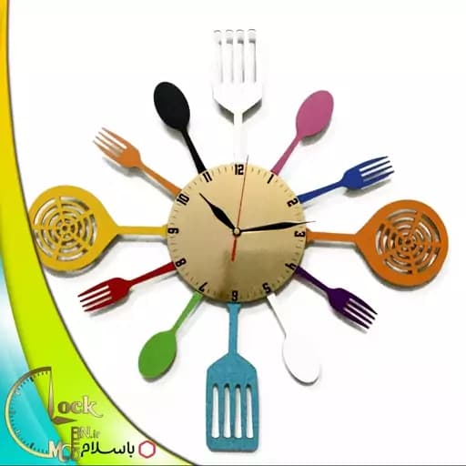 ساعت دیواری طرح آشپزخانه رنگارنگ کد 35 (پس کرایه)